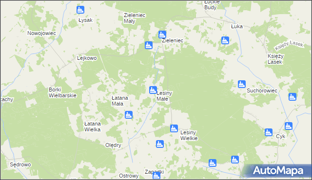 mapa Lesiny Małe, Lesiny Małe na mapie Targeo