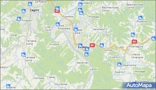 mapa Lesko, Lesko na mapie Targeo