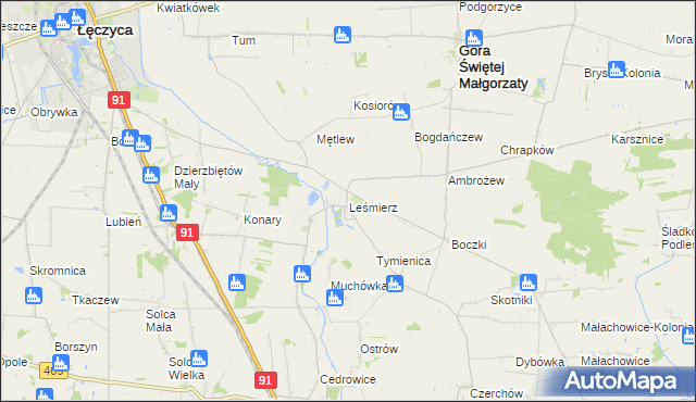 mapa Leśmierz, Leśmierz na mapie Targeo