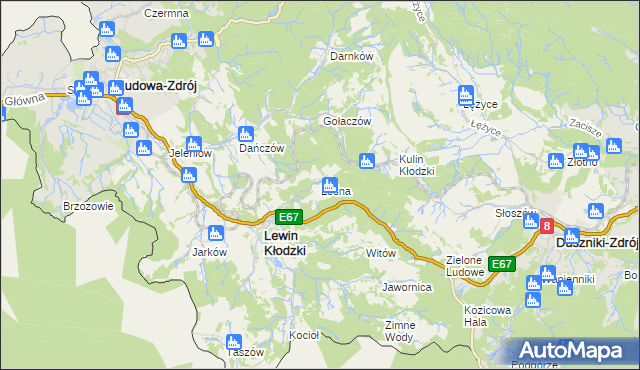 mapa Leśna gmina Lewin Kłodzki, Leśna gmina Lewin Kłodzki na mapie Targeo