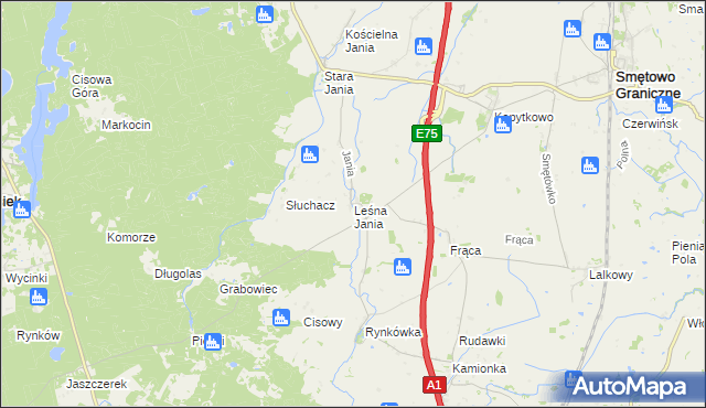 mapa Leśna Jania, Leśna Jania na mapie Targeo