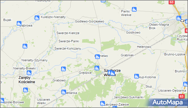 mapa Leśniewo gmina Szulborze Wielkie, Leśniewo gmina Szulborze Wielkie na mapie Targeo