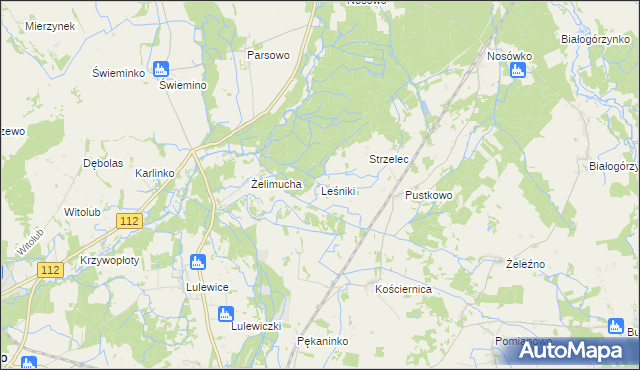 mapa Leśniki gmina Białogard, Leśniki gmina Białogard na mapie Targeo