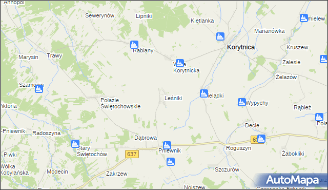 mapa Leśniki gmina Korytnica, Leśniki gmina Korytnica na mapie Targeo