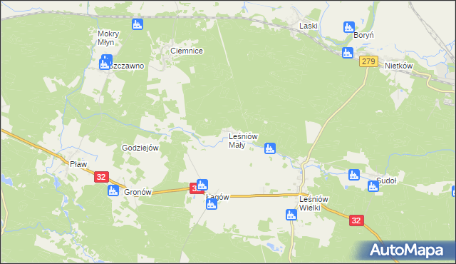 mapa Leśniów Mały, Leśniów Mały na mapie Targeo