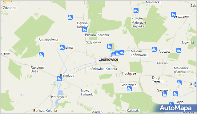 mapa Leśniowice, Leśniowice na mapie Targeo