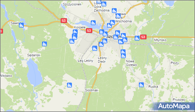 mapa Leśny Dwór gmina Szczytno, Leśny Dwór gmina Szczytno na mapie Targeo