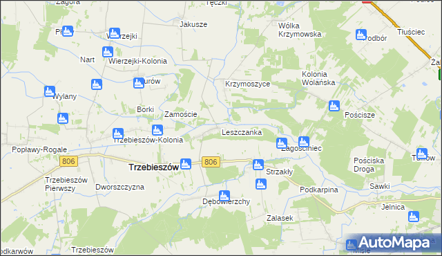 mapa Leszczanka gmina Trzebieszów, Leszczanka gmina Trzebieszów na mapie Targeo