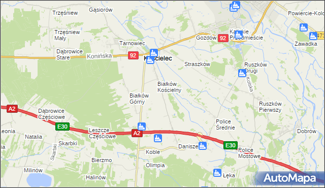 mapa Leszcze gmina Kościelec, Leszcze gmina Kościelec na mapie Targeo