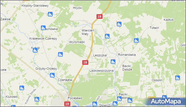 mapa Leszczka, Leszczka na mapie Targeo