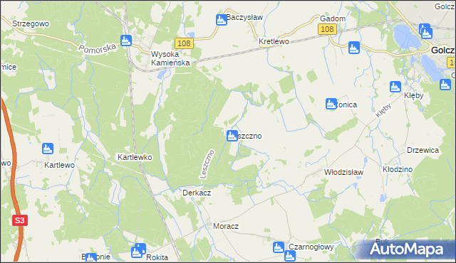 mapa Leszczno, Leszczno na mapie Targeo