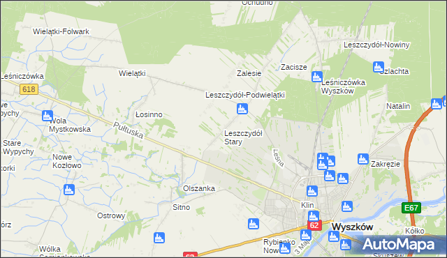 mapa Leszczydół Stary, Leszczydół Stary na mapie Targeo