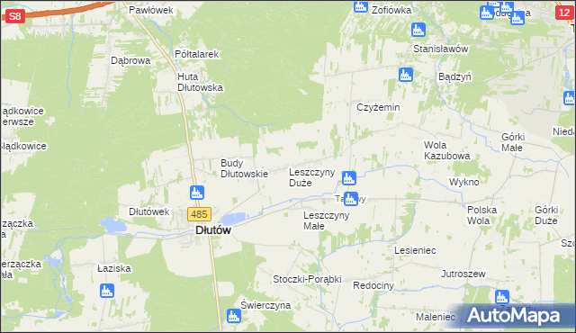 mapa Leszczyny Duże, Leszczyny Duże na mapie Targeo