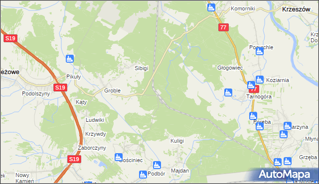 mapa Łętownia gmina Jeżowe, Łętownia gmina Jeżowe na mapie Targeo