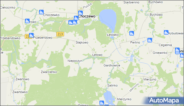 mapa Łętowo gmina Choczewo, Łętowo gmina Choczewo na mapie Targeo