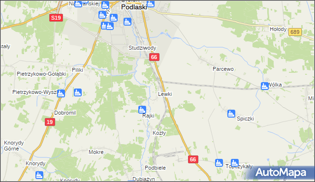 mapa Lewki gmina Bielsk Podlaski, Lewki gmina Bielsk Podlaski na mapie Targeo