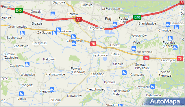 mapa Łężkowice, Łężkowice na mapie Targeo