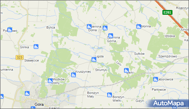 mapa Ligota gmina Góra, Ligota gmina Góra na mapie Targeo