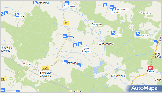 mapa Ligota Książęca gmina Namysłów, Ligota Książęca gmina Namysłów na mapie Targeo