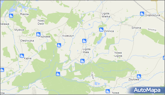 mapa Ligota Mała gmina Oleśnica, Ligota Mała gmina Oleśnica na mapie Targeo
