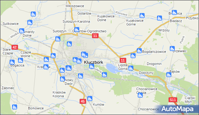 mapa Ligota Zamecka, Ligota Zamecka na mapie Targeo