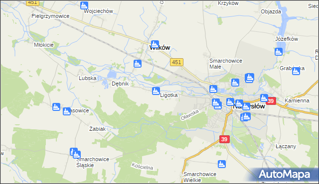 mapa Ligotka gmina Namysłów, Ligotka gmina Namysłów na mapie Targeo