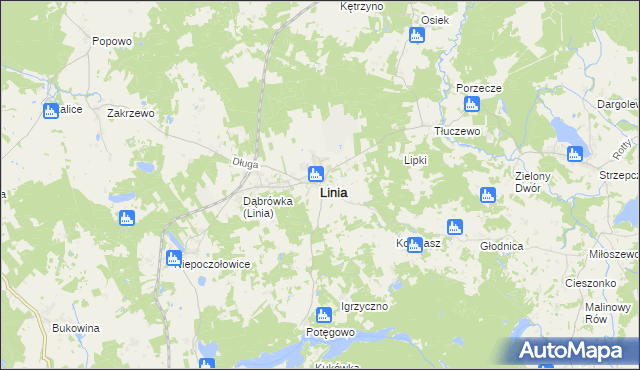 mapa Linia powiat wejherowski, Linia powiat wejherowski na mapie Targeo