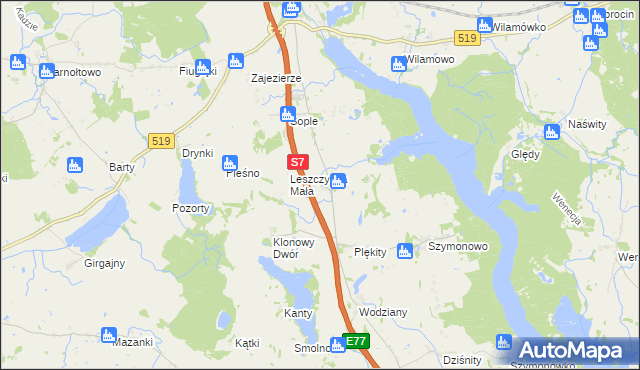 mapa Linki gmina Małdyty, Linki gmina Małdyty na mapie Targeo