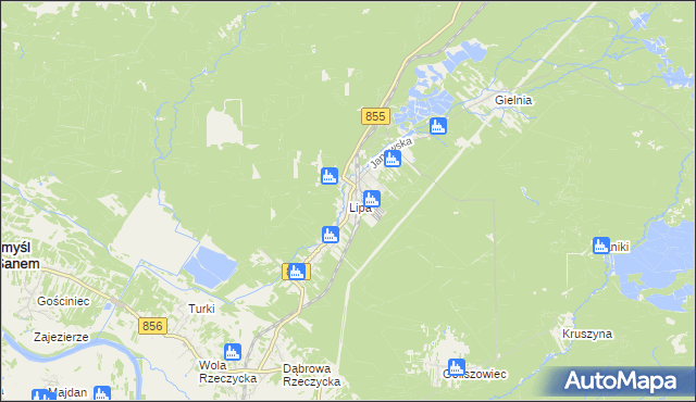 mapa Lipa gmina Zaklików, Lipa gmina Zaklików na mapie Targeo