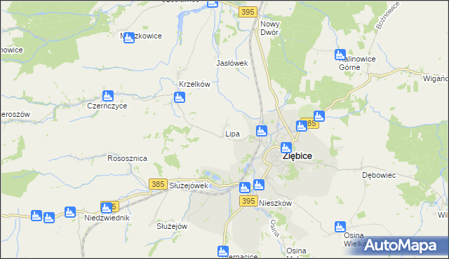 mapa Lipa gmina Ziębice, Lipa gmina Ziębice na mapie Targeo