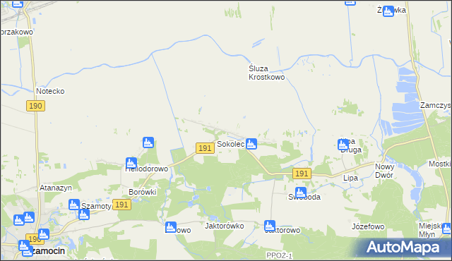 mapa Lipia Góra gmina Szamocin, Lipia Góra gmina Szamocin na mapie Targeo