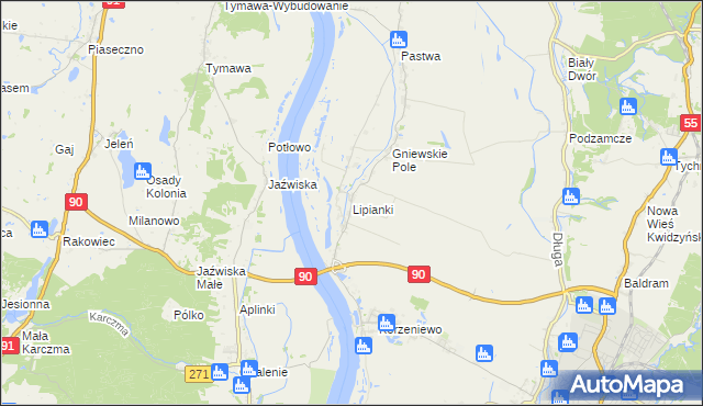 mapa Lipianki gmina Kwidzyn, Lipianki gmina Kwidzyn na mapie Targeo