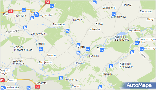 mapa Lipie powiat kłobucki, Lipie powiat kłobucki na mapie Targeo