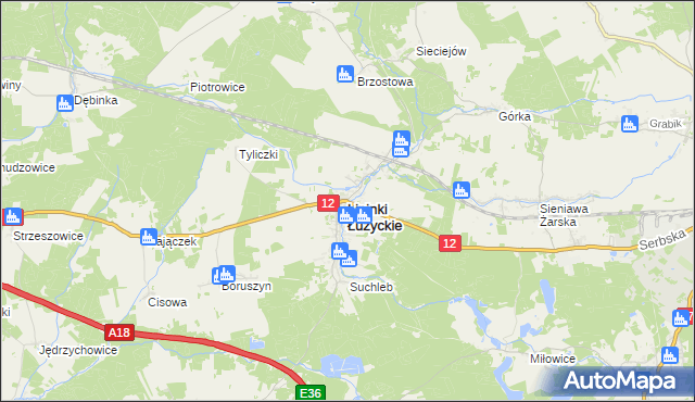 mapa Lipinki Łużyckie, Lipinki Łużyckie na mapie Targeo