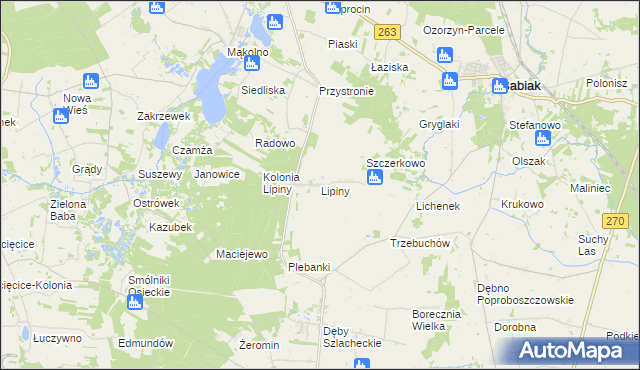mapa Lipiny gmina Osiek Mały, Lipiny gmina Osiek Mały na mapie Targeo