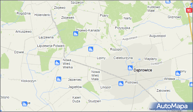 mapa Lipiny gmina Przedecz, Lipiny gmina Przedecz na mapie Targeo