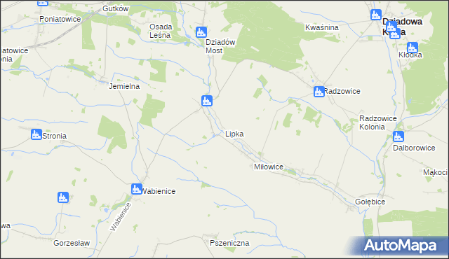 mapa Lipka gmina Dziadowa Kłoda, Lipka gmina Dziadowa Kłoda na mapie Targeo