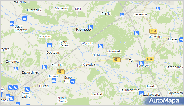 mapa Lipka gmina Klembów, Lipka gmina Klembów na mapie Targeo