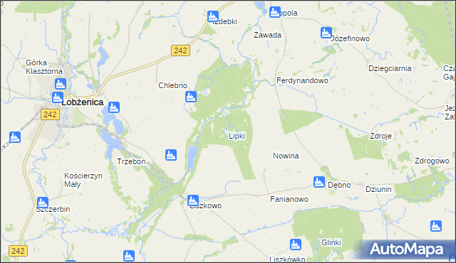 mapa Lipki gmina Łobżenica, Lipki gmina Łobżenica na mapie Targeo