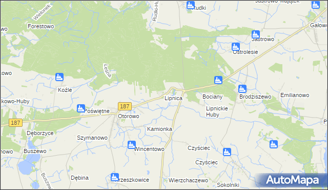 mapa Lipnica gmina Szamotuły, Lipnica gmina Szamotuły na mapie Targeo