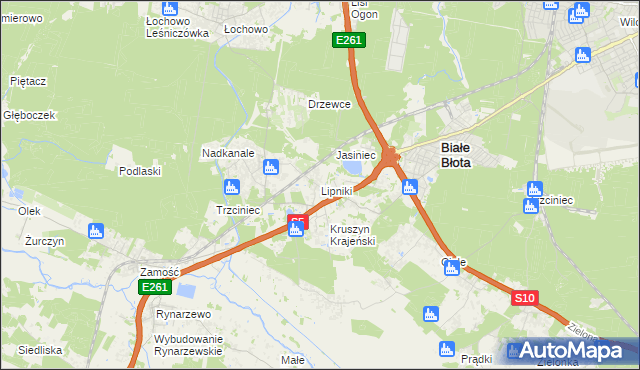 mapa Lipniki gmina Białe Błota, Lipniki gmina Białe Błota na mapie Targeo