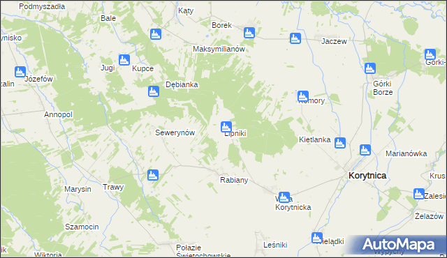 mapa Lipniki gmina Korytnica, Lipniki gmina Korytnica na mapie Targeo