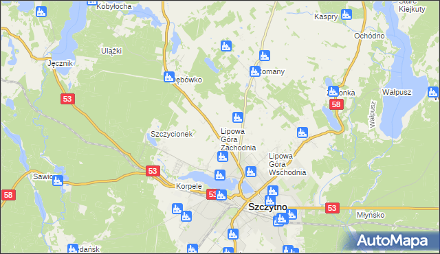 mapa Lipowa Góra Zachodnia, Lipowa Góra Zachodnia na mapie Targeo