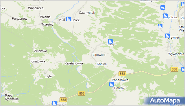mapa Lipowiec gmina Tereszpol, Lipowiec gmina Tereszpol na mapie Targeo