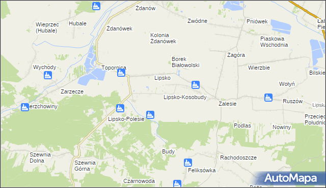 mapa Lipsko-Kosobudy, Lipsko-Kosobudy na mapie Targeo