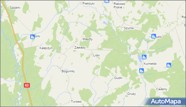 mapa Liski gmina Pisz, Liski gmina Pisz na mapie Targeo