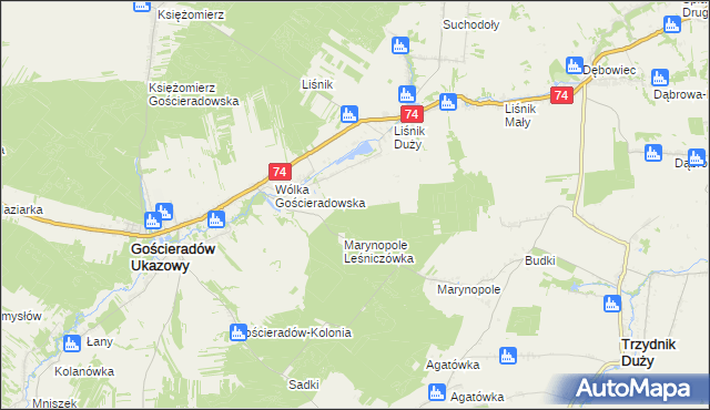 mapa Liśnik Duży-Kolonia, Liśnik Duży-Kolonia na mapie Targeo