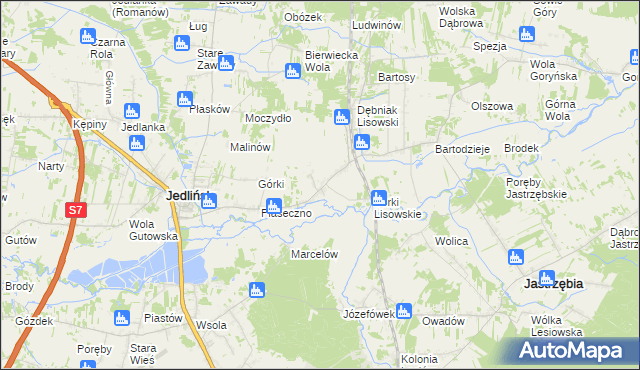 mapa Lisów gmina Jedlińsk, Lisów gmina Jedlińsk na mapie Targeo