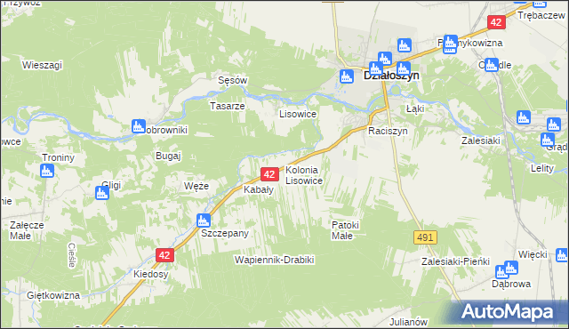 mapa Lisowice-Kolonia, Lisowice-Kolonia na mapie Targeo