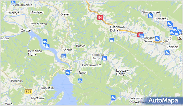 mapa Łobozew Dolny, Łobozew Dolny na mapie Targeo